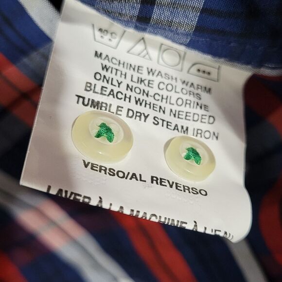 Tommy Hilfiger size 16 (34-35) white red navy plaid long sleeve dress shirt - Picture 7 of 7